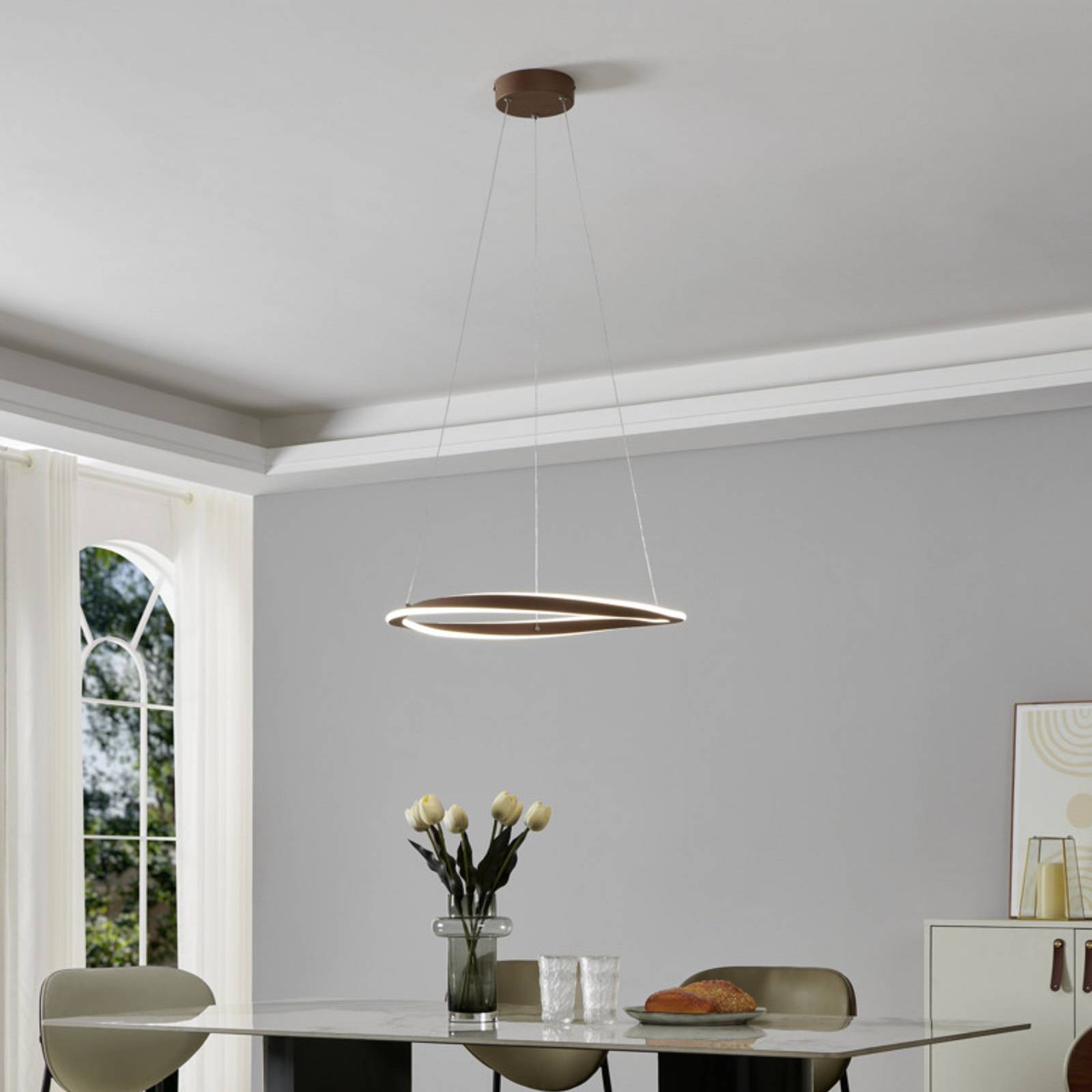 EGLO LED hanglamp CAMEROTA, brons, Ø 55 cm, afstandsbediening