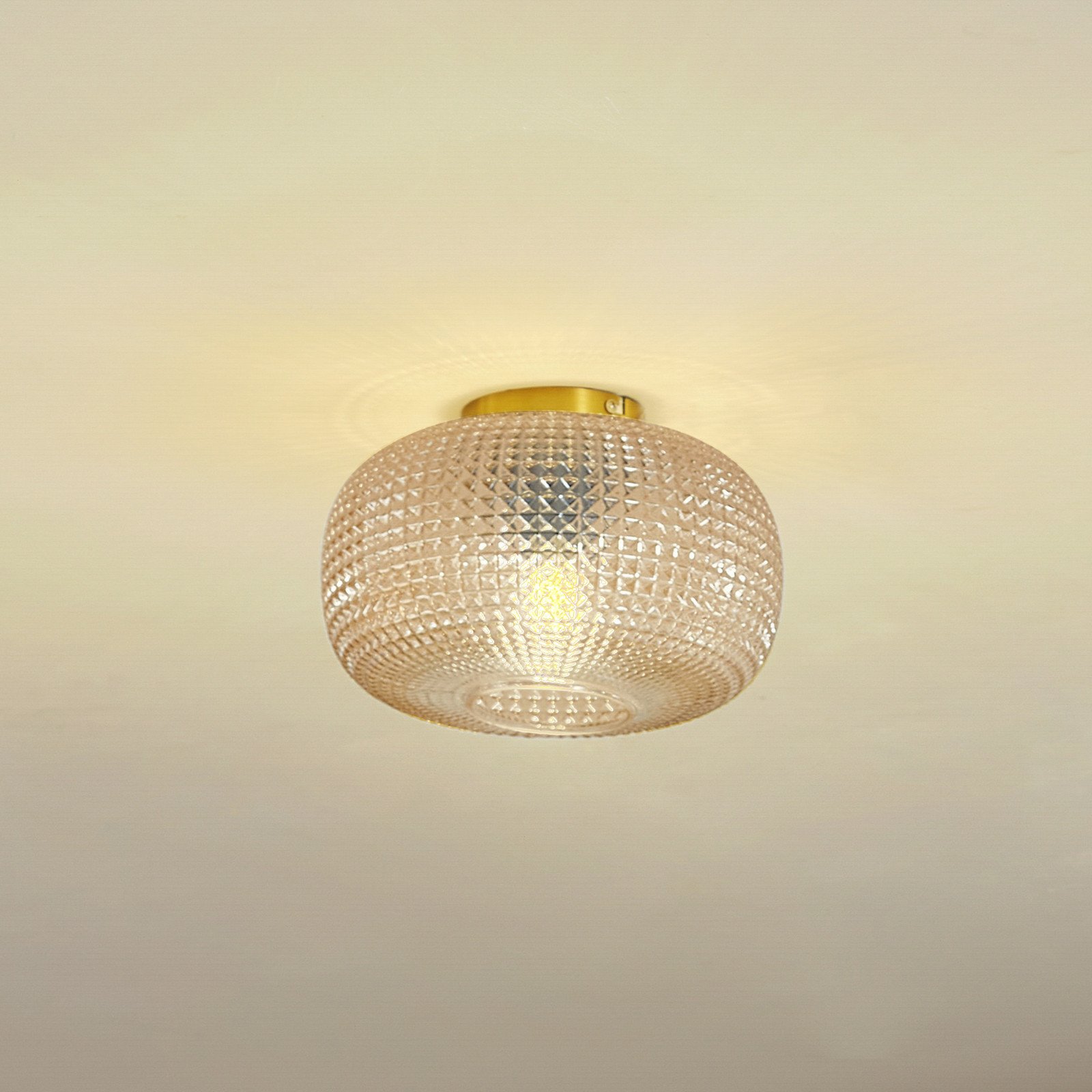 Lindby plafonieră Hildur Ø 25 cm chihlimbar sticlă - Camera de zi / sufragerie - modern - chihlimbar alamă