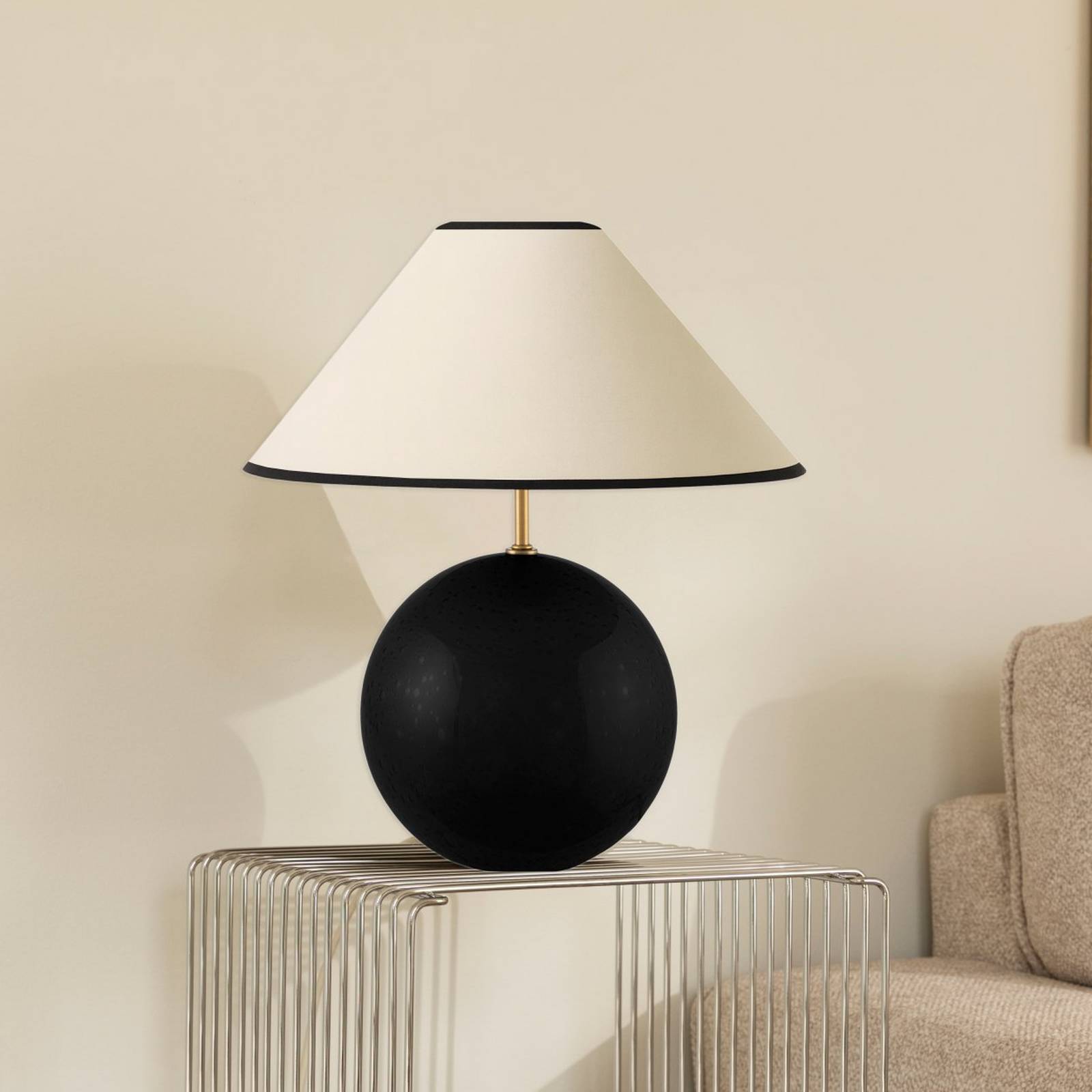 Lampe à poser Globen Lighting IRIS, beige/noir, hauteur 39 cm
