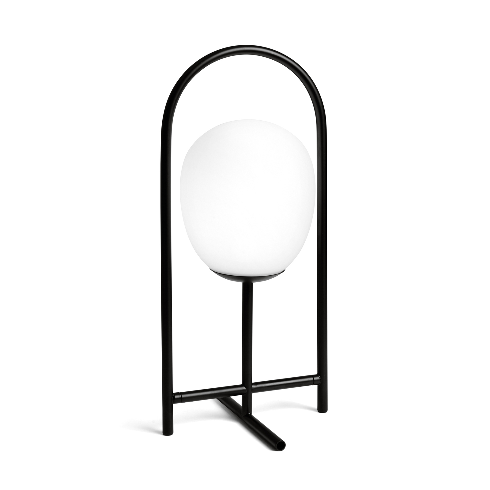 Drop table lamp, frosted glass, black frame