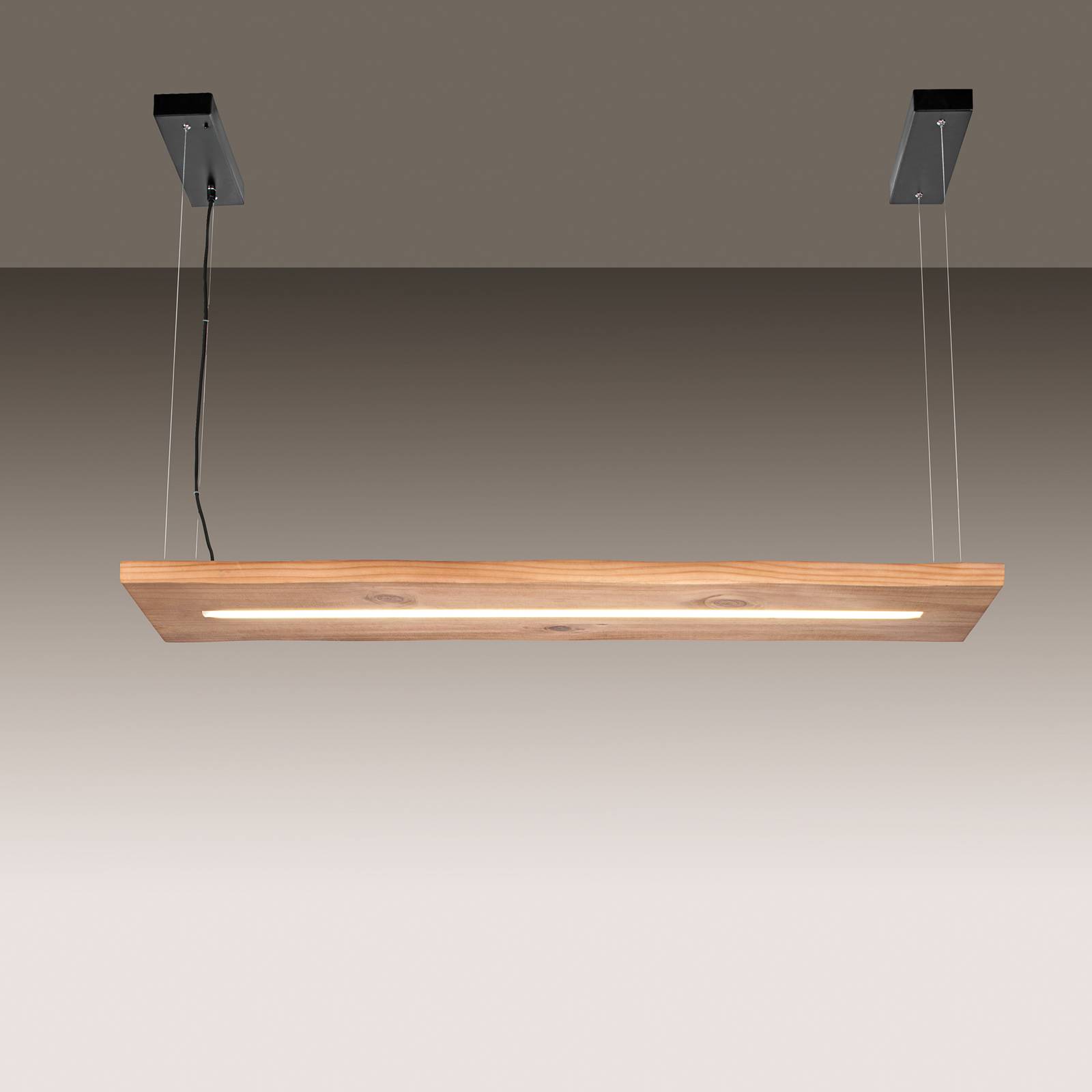 Paul Neuhaus Lampa wisząca LED Palma, drewno, CCT, ściemniana, 120cm