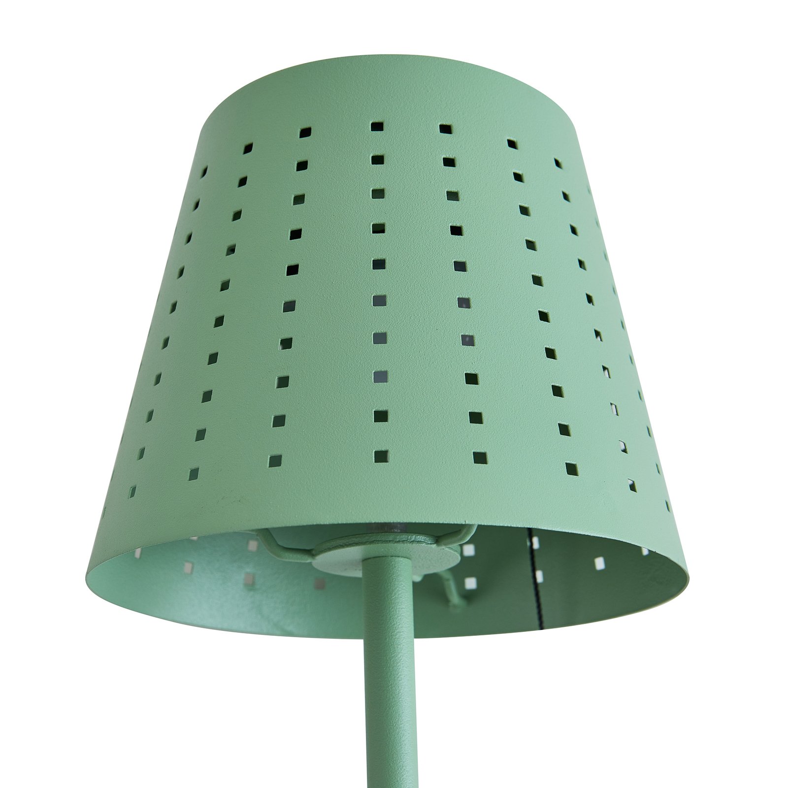 Lindby LED galda lampa Hilario, zaļa, dzelzs, uzlādējams akumulators