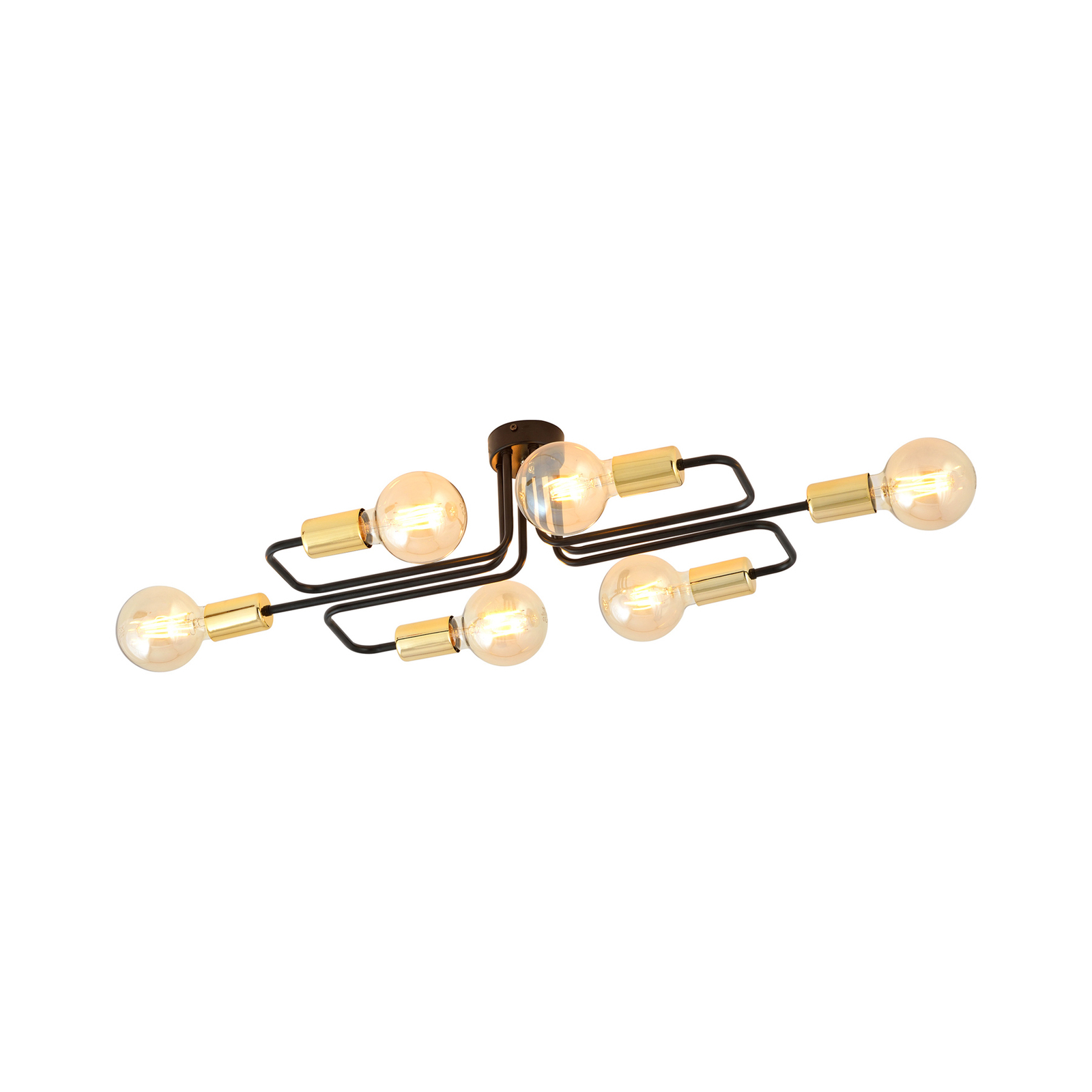 Veken 6A loftlampe, 6 lyskilder, sort/guld