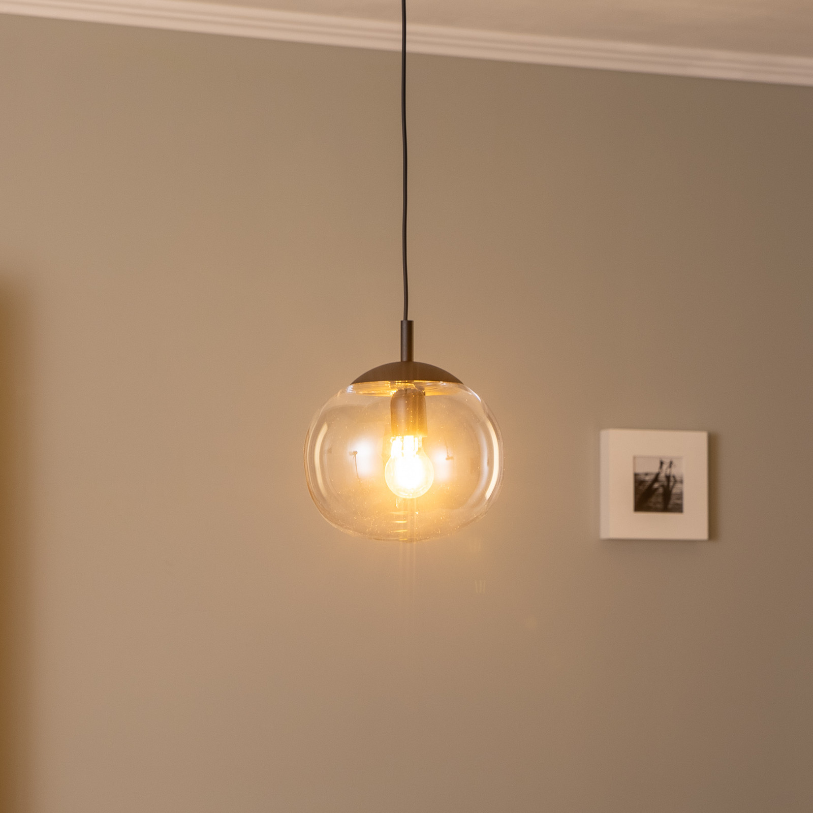 TK Lighting Lampă suspendată Vibe sticlă transparentă Ø 25 cm - Camera de zi / sufragerie - modern - transparent negru