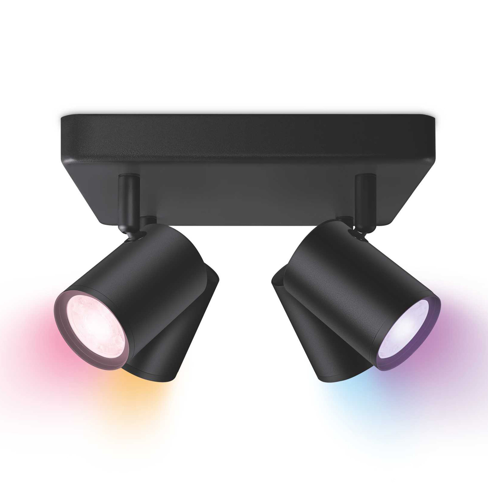 WiZ LED stropni spot Imageo, 4fl kvadratna črna