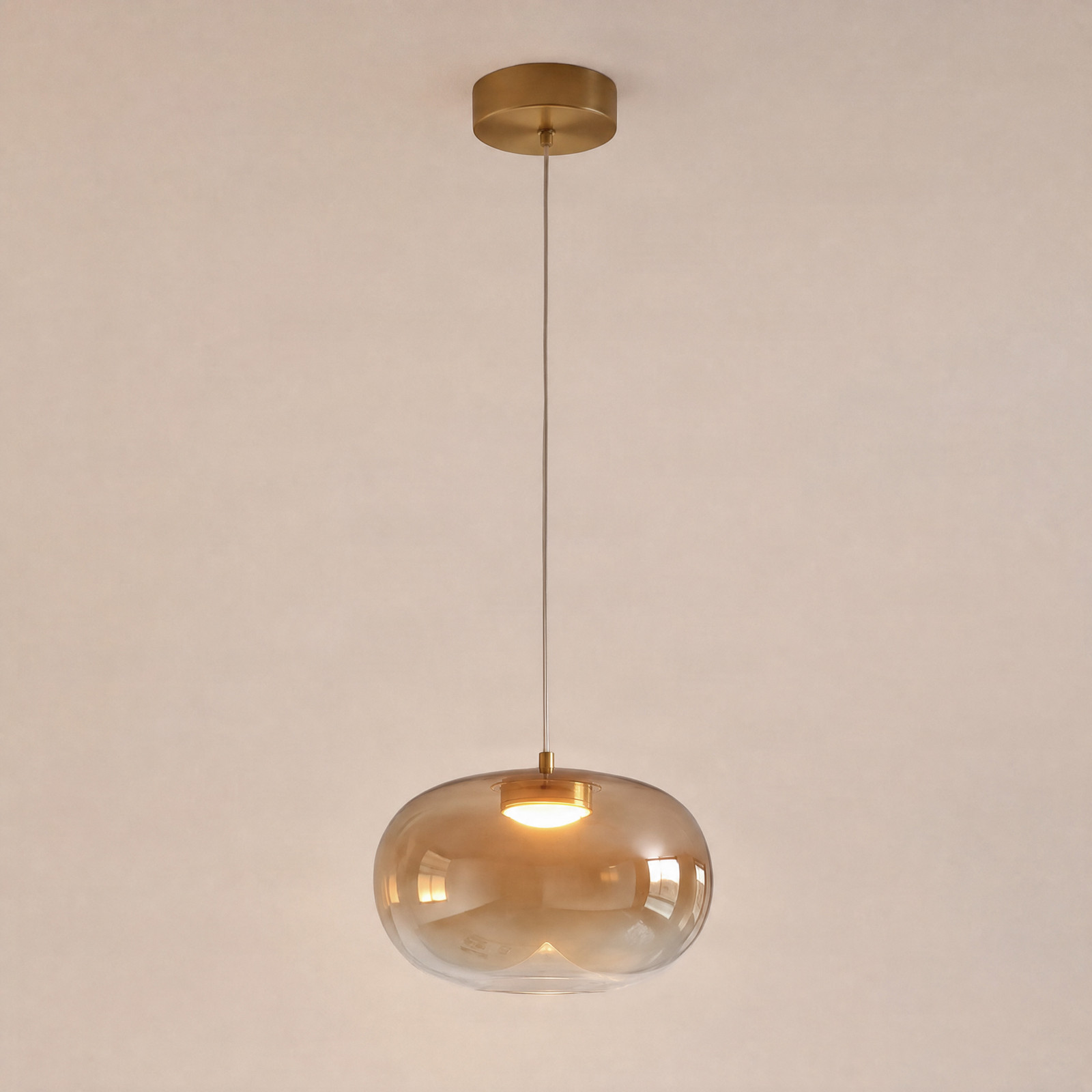 Milagro Lighting Vaso LED viseća lampa, jantar, Ø 18 cm, staklo - Dnevni boravak/blagovaonica - Moderan
