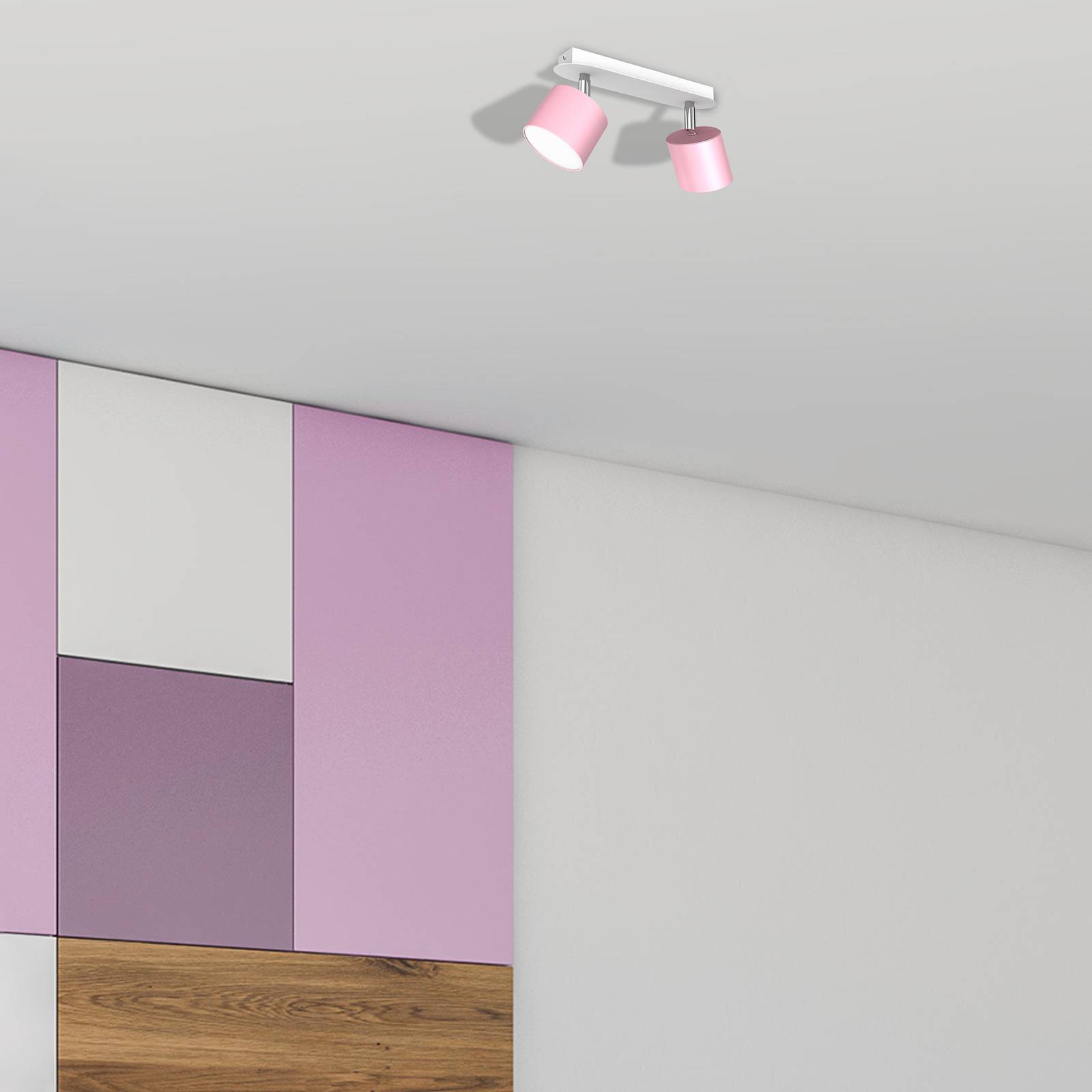 eko-light cloudy spot pour plafond à deux lampes rose