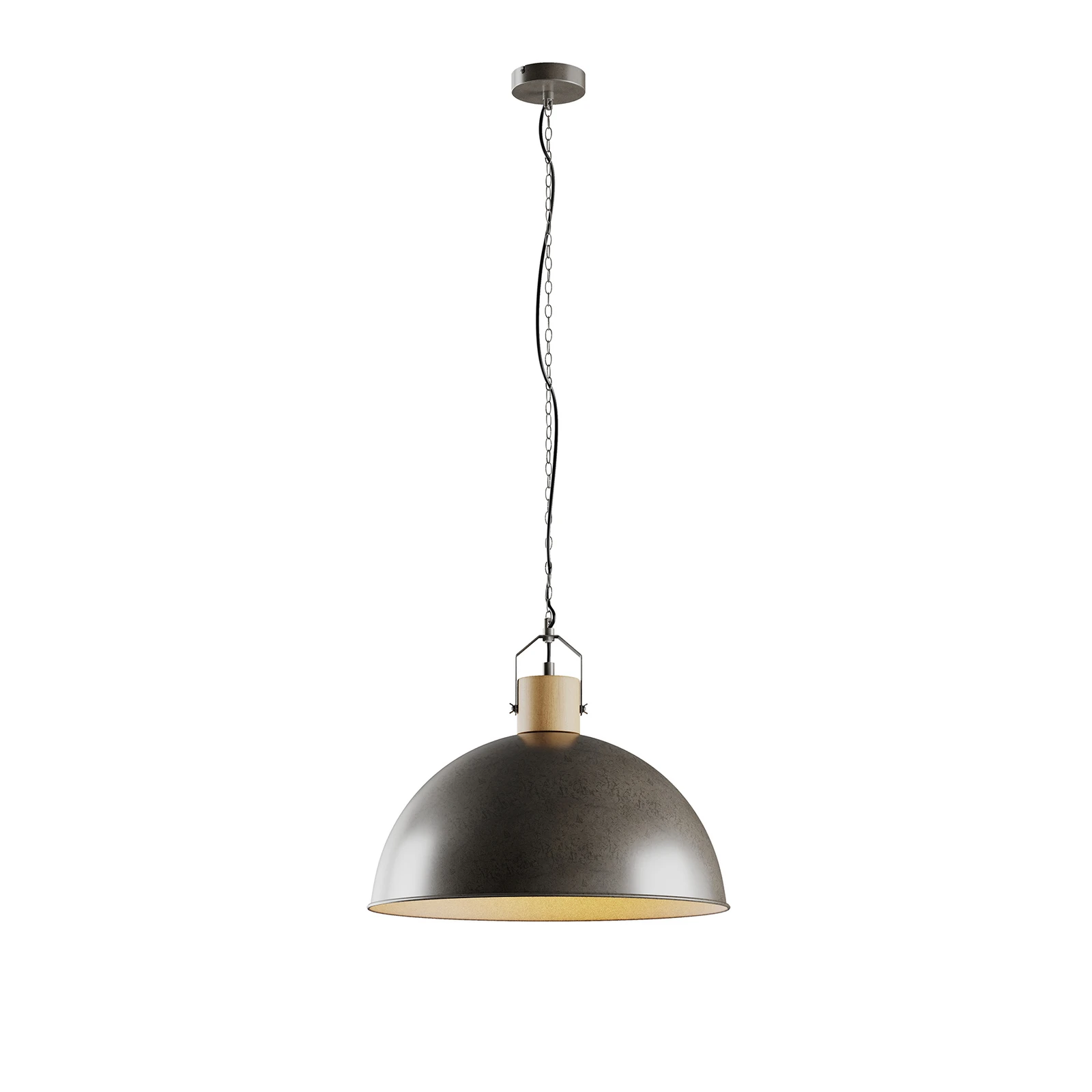 Suspension Lindby Holgar, vert, bois, métal, Ø 45 cm, E27