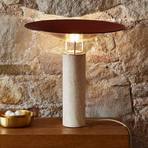 Lámpara mesa LED Rebound travertino cuero marrón