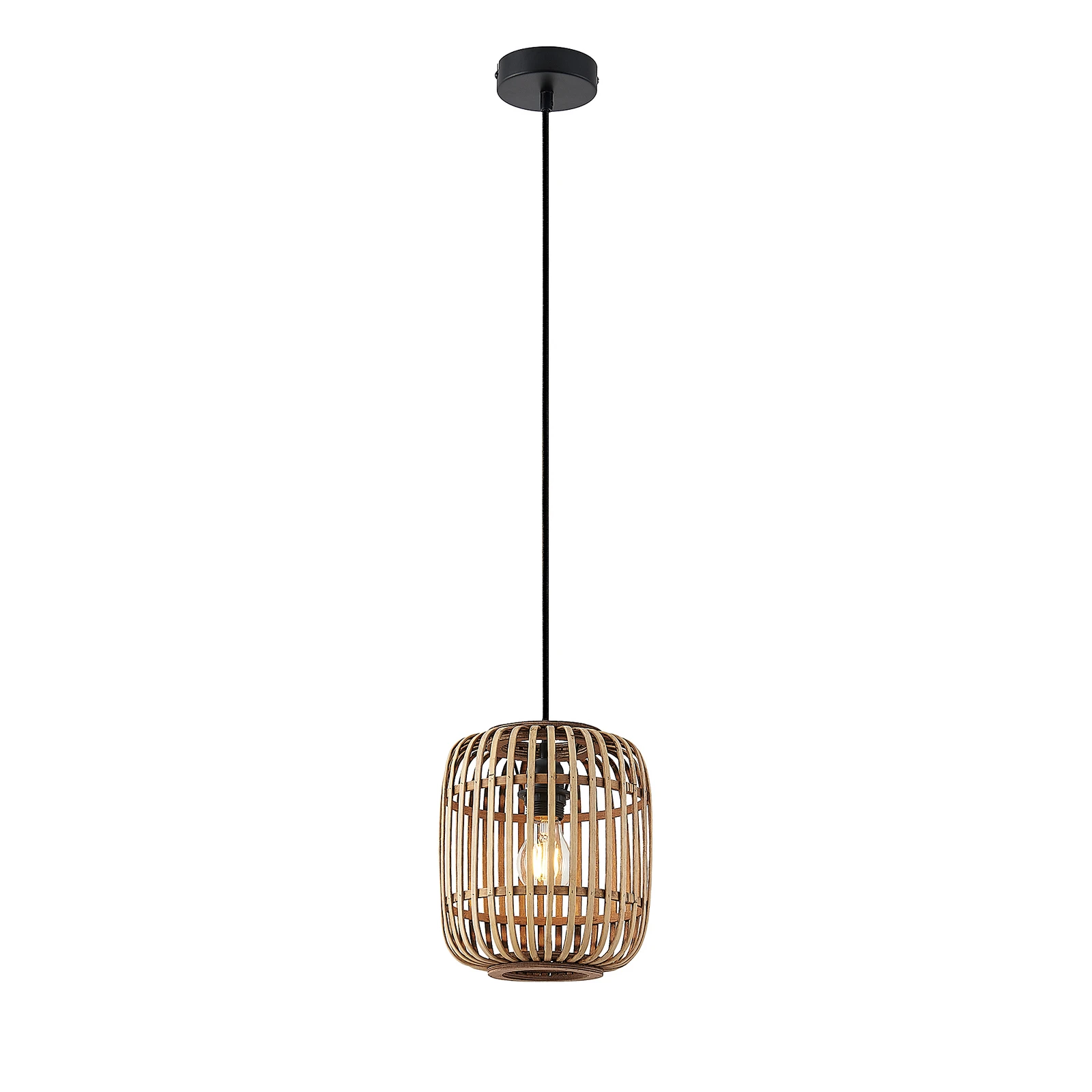 Lindby Canyana függőlámpa, natúr, rattan, Ø 22 cm