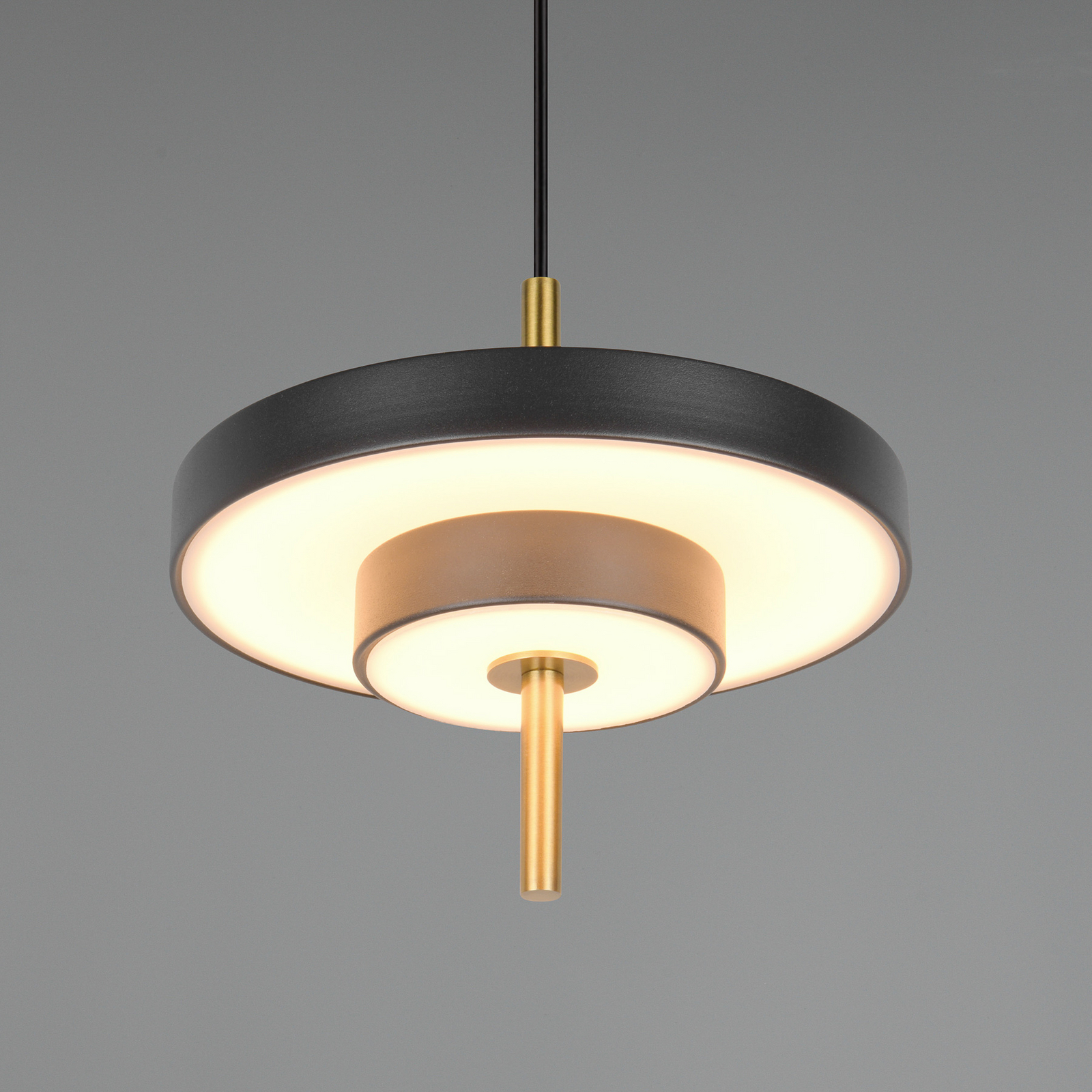 Candeeiro suspenso LED Keaton preto/dourado, Ø 20 cm Metal CCT Candeeiro suspenso LED Keaton preto/dourado, Ø 20 cm Metal CCT