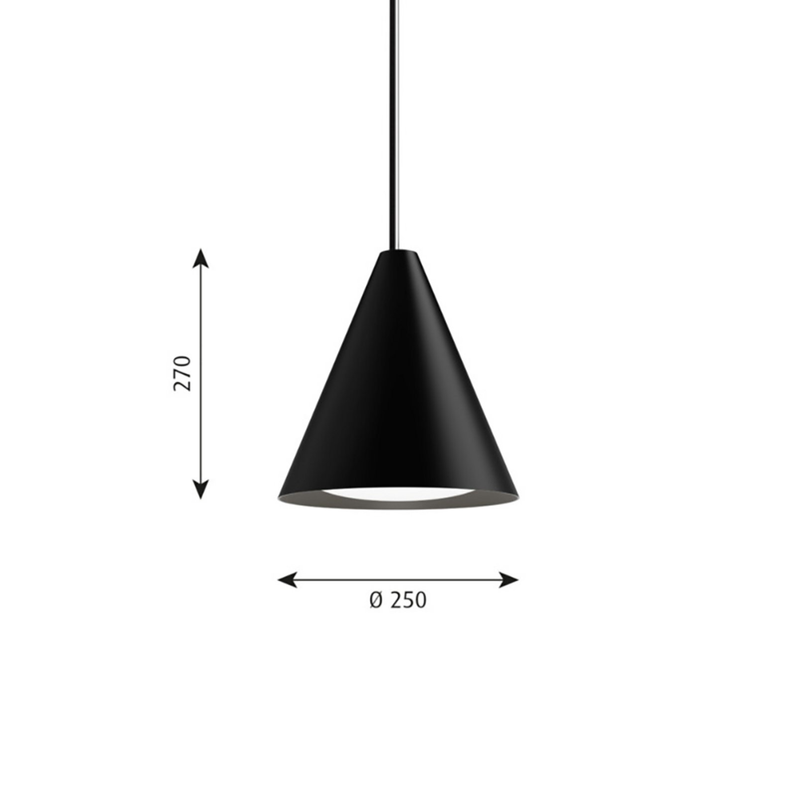 Keglen 250 LED Függőlámpa Black - Louis Poulsen